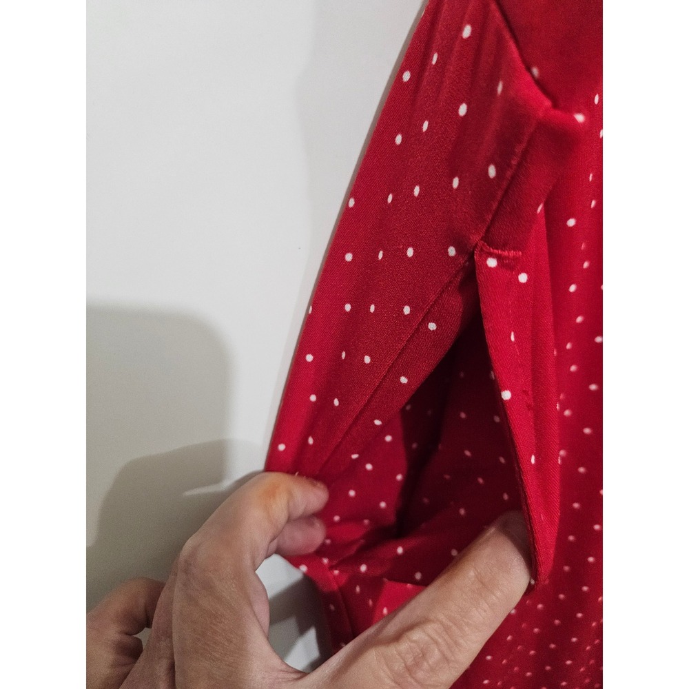 Susan Graver Red Polka Dot Liquid Knit Crop Pants Womens MP Petite Pockets - Picture 7 of 8